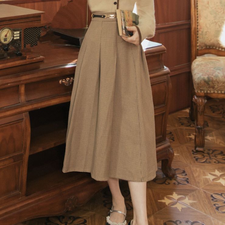 格子柄スカートニットセットアップ br103-1 – Q'e