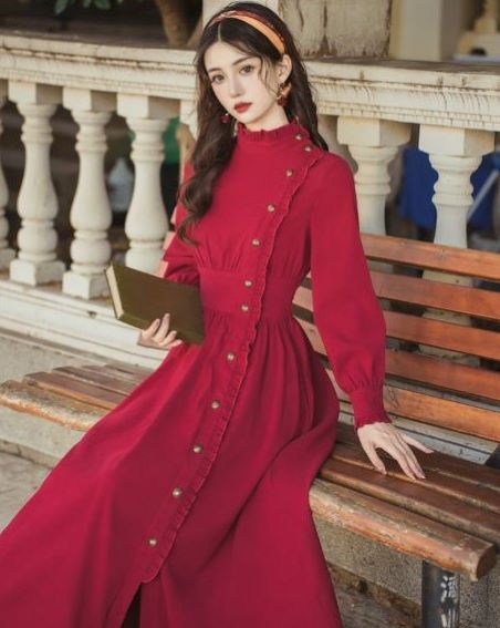 フリルクラシカルロングワンピ―ス br103-4 – Q'e