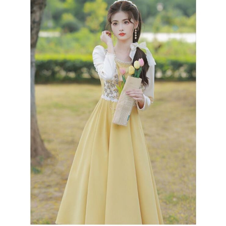 新品タグ付き　かぐれ　リネンスクエアワンピース　イエロー　半袖　2025年春秋 e4282-c2.jpg?fitin=720:720