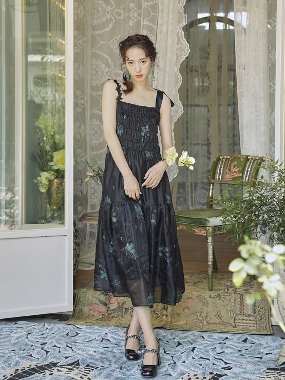 松模様の肩ひもリボンワンピース br17-12 – Q'e