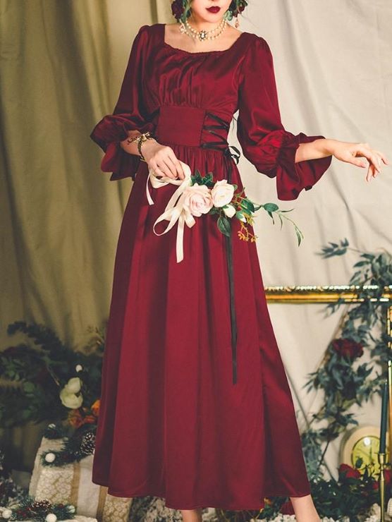 レースアップベルベットワンピース br23-176 – Q'e