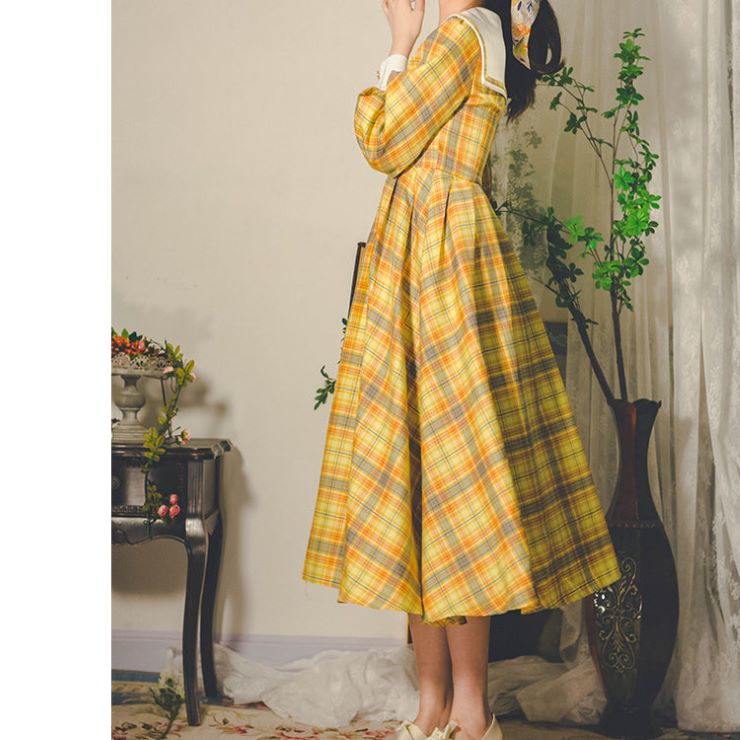 チェック柄レトロワンピース br23-210 – Q'e