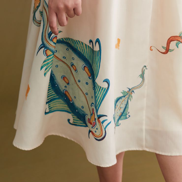 PLEATS PLEASE 魚 プリント スカート お魚プリントフレアスカート br24-8 – Q'e