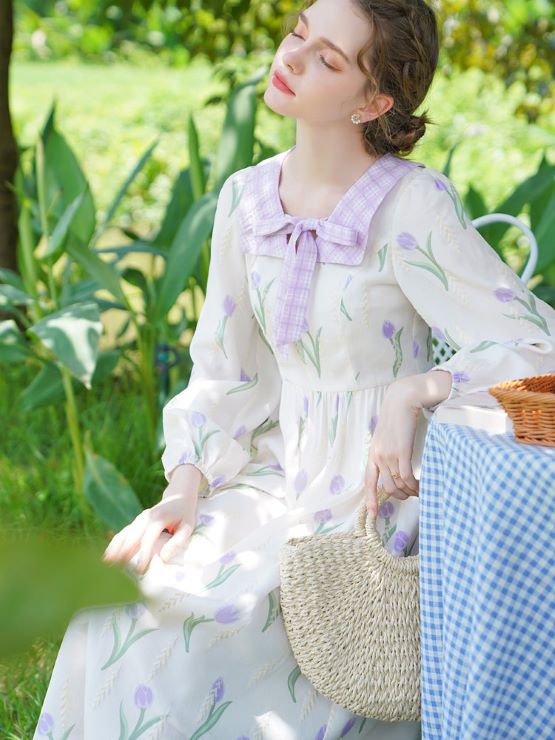 チューリップデザイン刺繍ワンピース br31-164 – Q'e