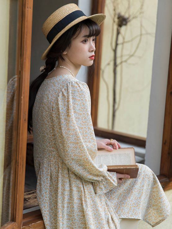 花模様レトロワンピース br34-92 – Q'e