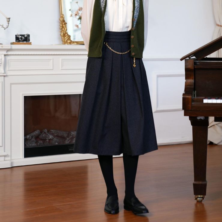 レトロプリーツミディアムスカート br41-24 – Q'e