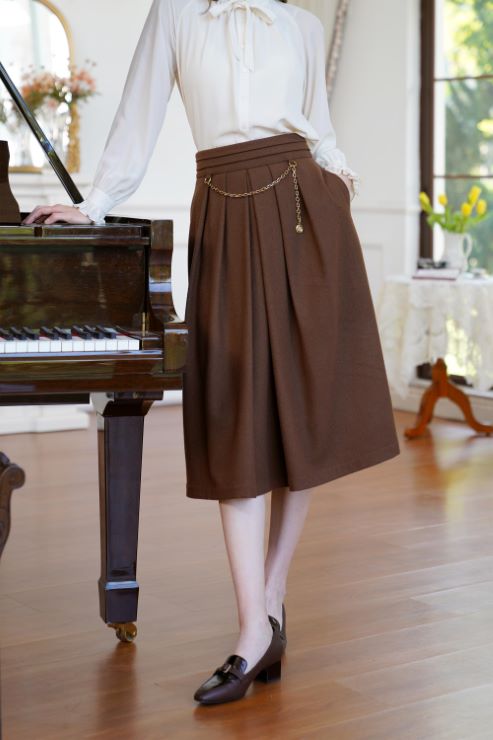 レトロプリーツミディアムスカート br41-24 – Q'e