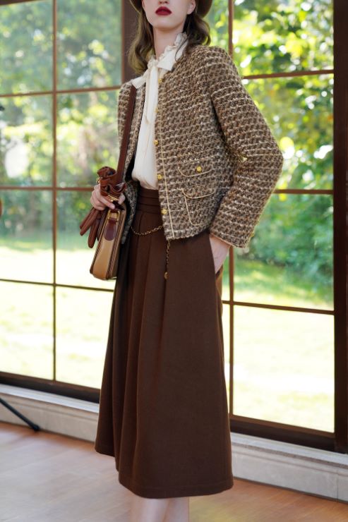 レトロプリーツミディアムスカート br41-24 – Q'e