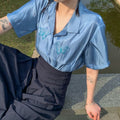 バタフライ刺繍グロスシャツ br47-44