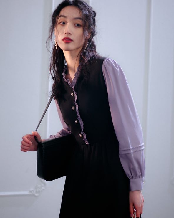 レイヤード風レトロワンピ―ス br8-202 – Q'e