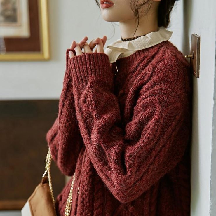 花ボタンニットカーディガン br8-71 – Q'e