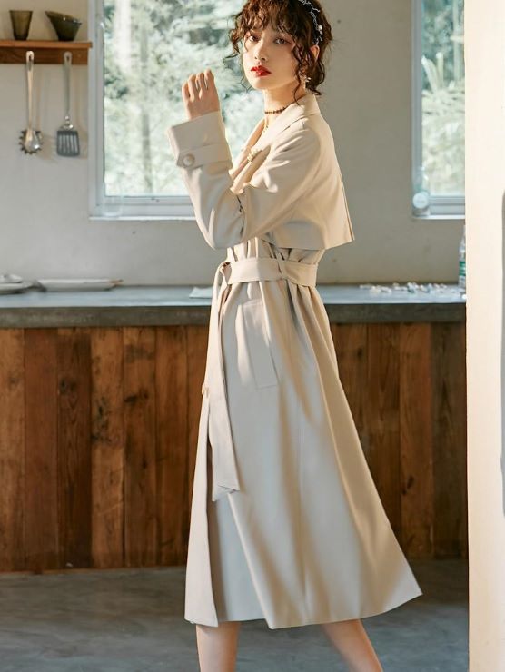 シンプルクラシカルトレンチコート br8-81 – Q'e